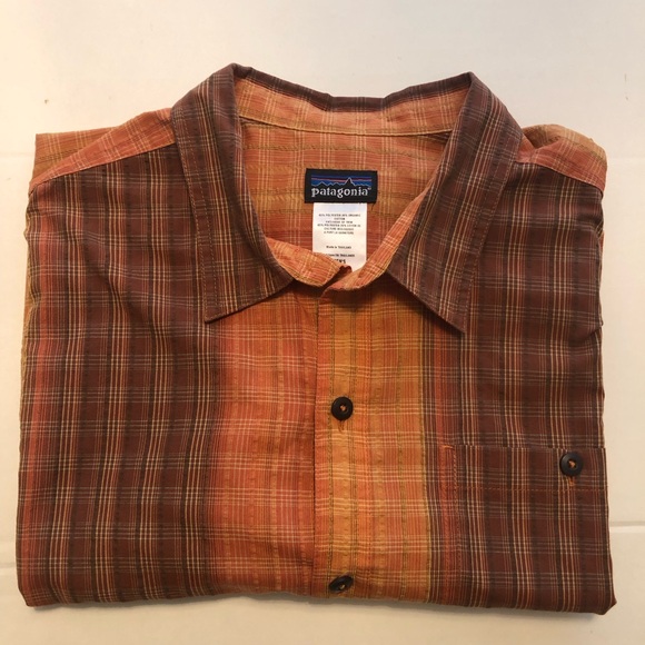 Patagonia Puckerware Mens Size XL Button Up Seersucker Shirt Plaid Short Sleeve - Picture 10 of 10